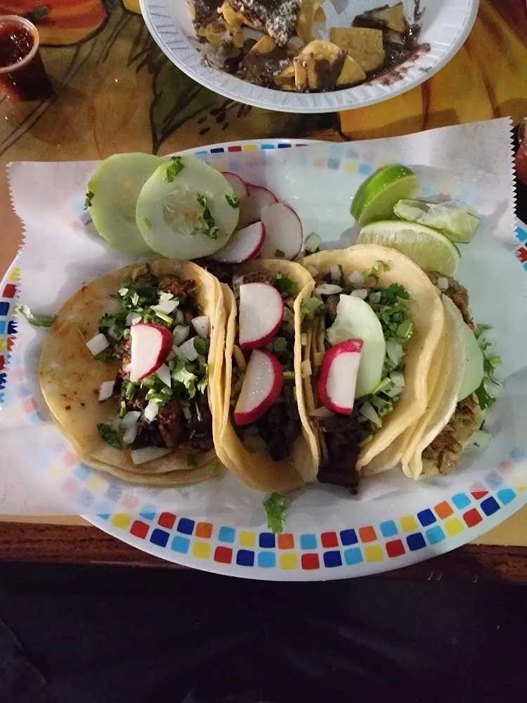 1- Pastor Taco 2- Carne Asada 1- Carnitas